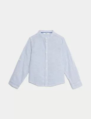 Cotton Rich Roll Sleeve Grandad Shirt (2-8 Yrs) | M&S Collection | M&S | Marks & Spencer IE