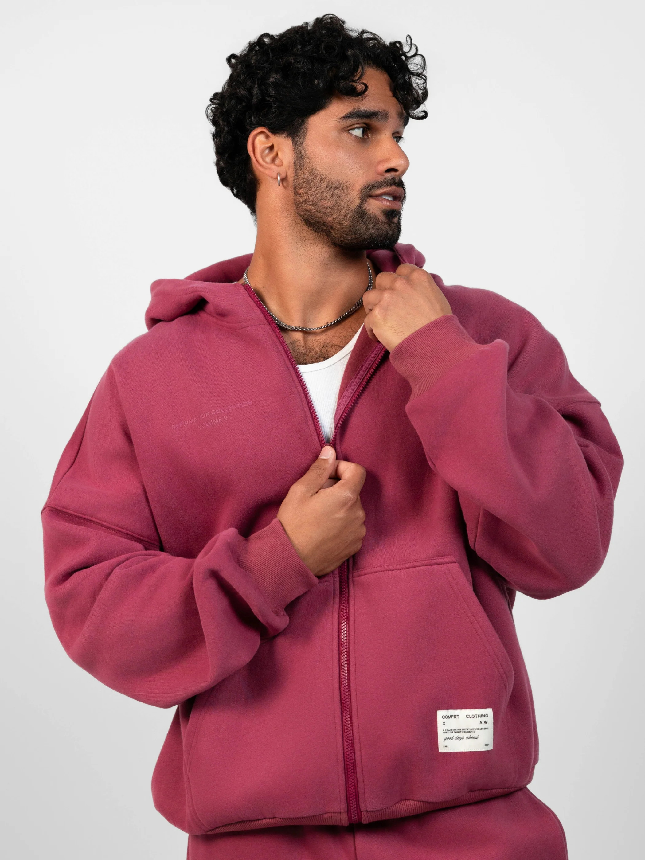 Comfrt Affirmation Zip Hoodie | Berry | Deep Magenta | Oversized | 2X | Comfrt