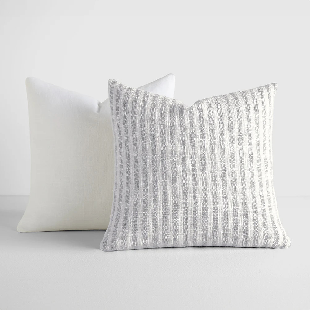 2-Pack Yarn-Dyed Bengal Stripe / Solid Décor Throw Pillows | Linens and Hutch