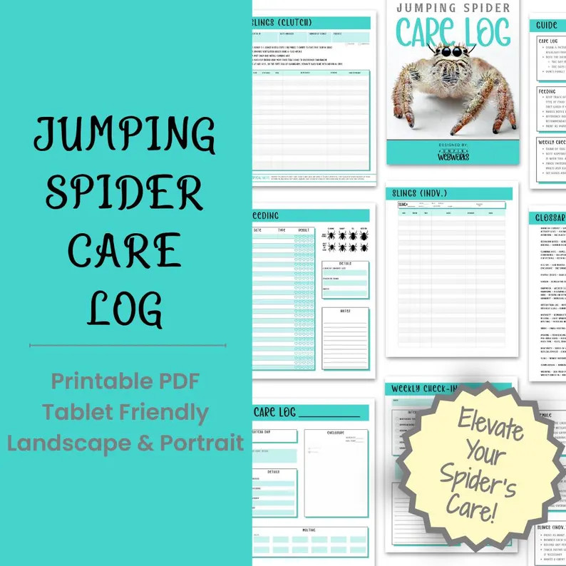 Jumping Spider Care Log | Printable PDF & Tablet Planner | Feeding Molt Sling Tracker | Etsy (Global)