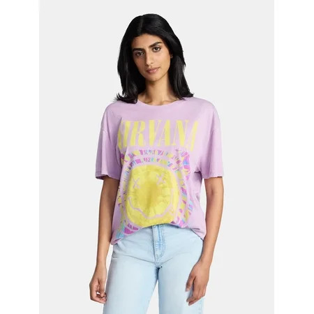 Nirvana Women s Graphic Print Tour Tee with Short Sleeves Sizes XXS-XXL | Walmart (US)