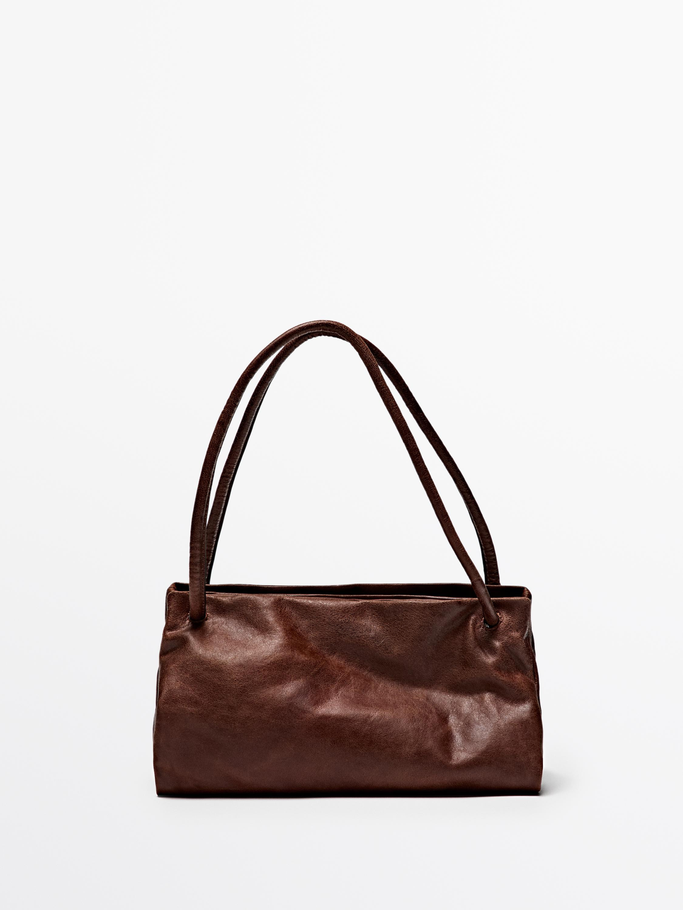 Small nappa leather bag with compartments | Massimo Dutti UK