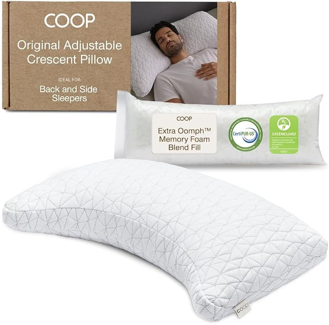 Coop Home Goods Original Crescent Adjustable Pillow, Queen Bed Pillows for Shoulder, Neck & Head ... | Amazon (US)