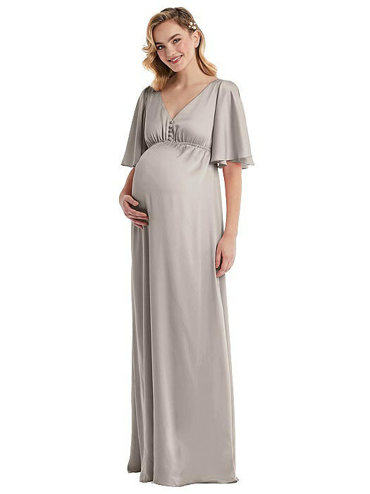 Flutter Bell Sleeve Empire Maternity Dress | The Dessy Group