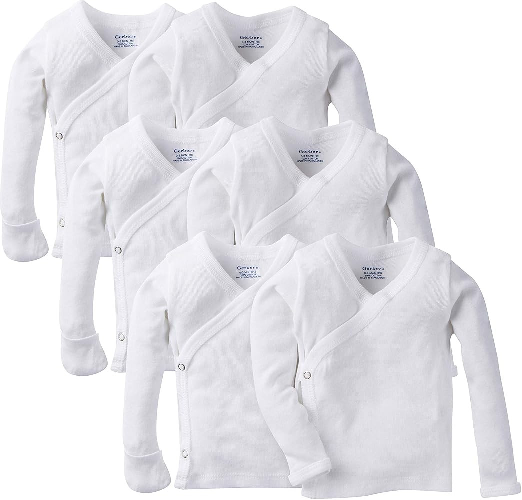 Gerber Baby 6-Pack Long-Sleeve Side-Snap Mitten-Cuff Shirt | Amazon (US)