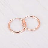 Rose Gold Filled Hoop Earrings - Designer Handmade 14mm Minimal Round Pair of Gypsy Hoops | Amazon (US)