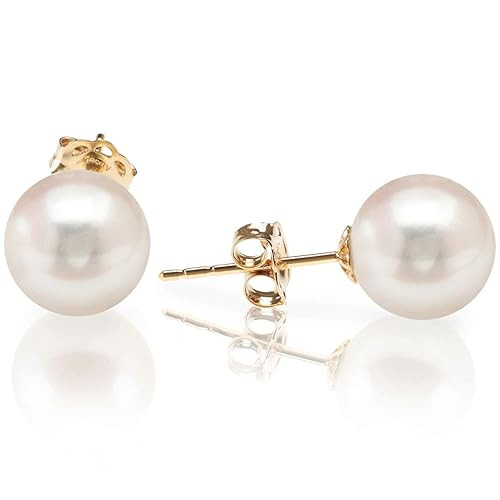 PAVOI 14K Gold AAA+ Handpicked Round Freshwater Cultured White Pearl Earrings for Women | Amazon (US)