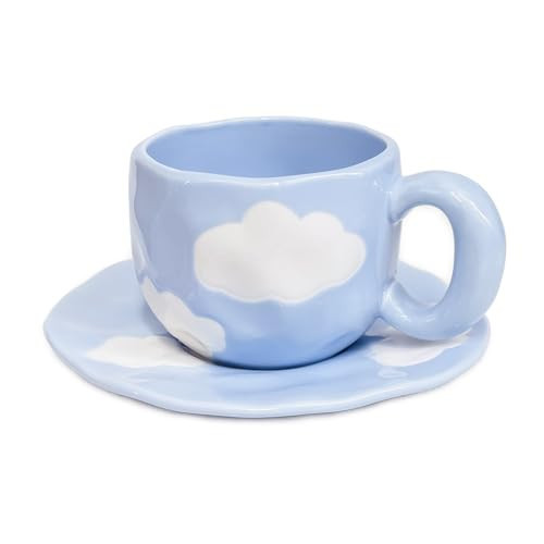Noviko Cloud Mug with Saucer Ceramic Cloud Teacup for Girls Mum 11 oz | Amazon (US)