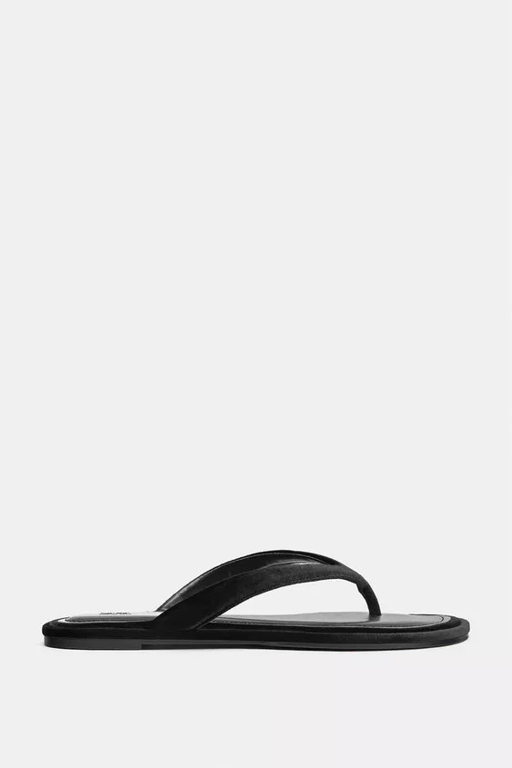 VELVET EFFECT FLAT SANDALS | Zara US