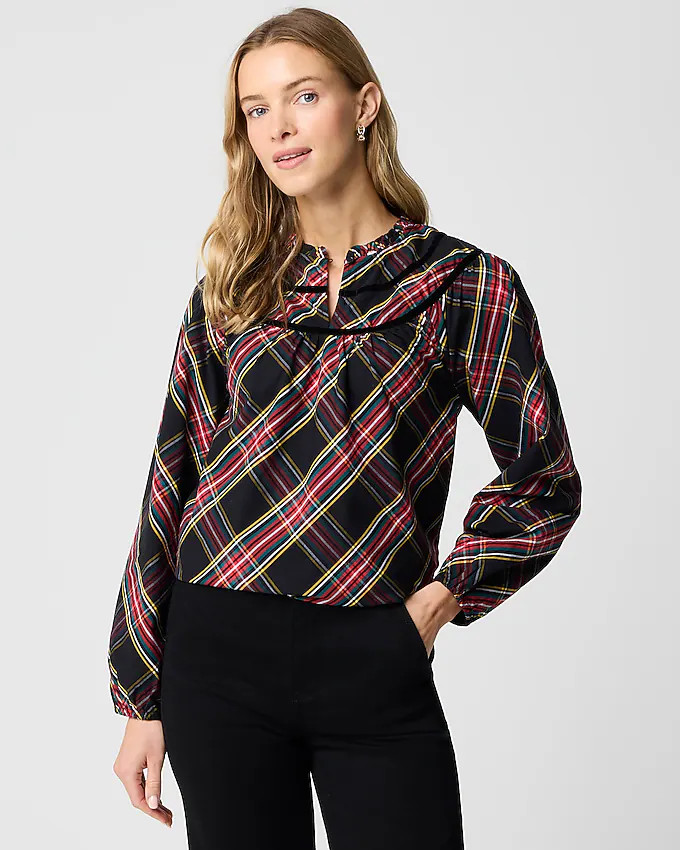 Tartan poplin top | J.Crew Factory