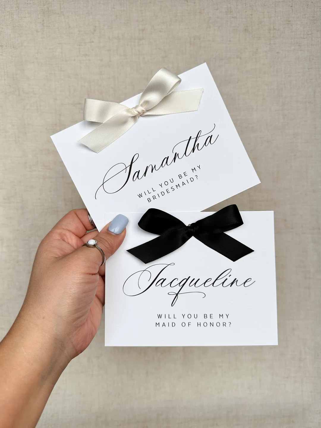 bridesmaid proposal card, will you be my bridesmaid card, maid of honor, Satin Ribbon Bow | Etsy (US)