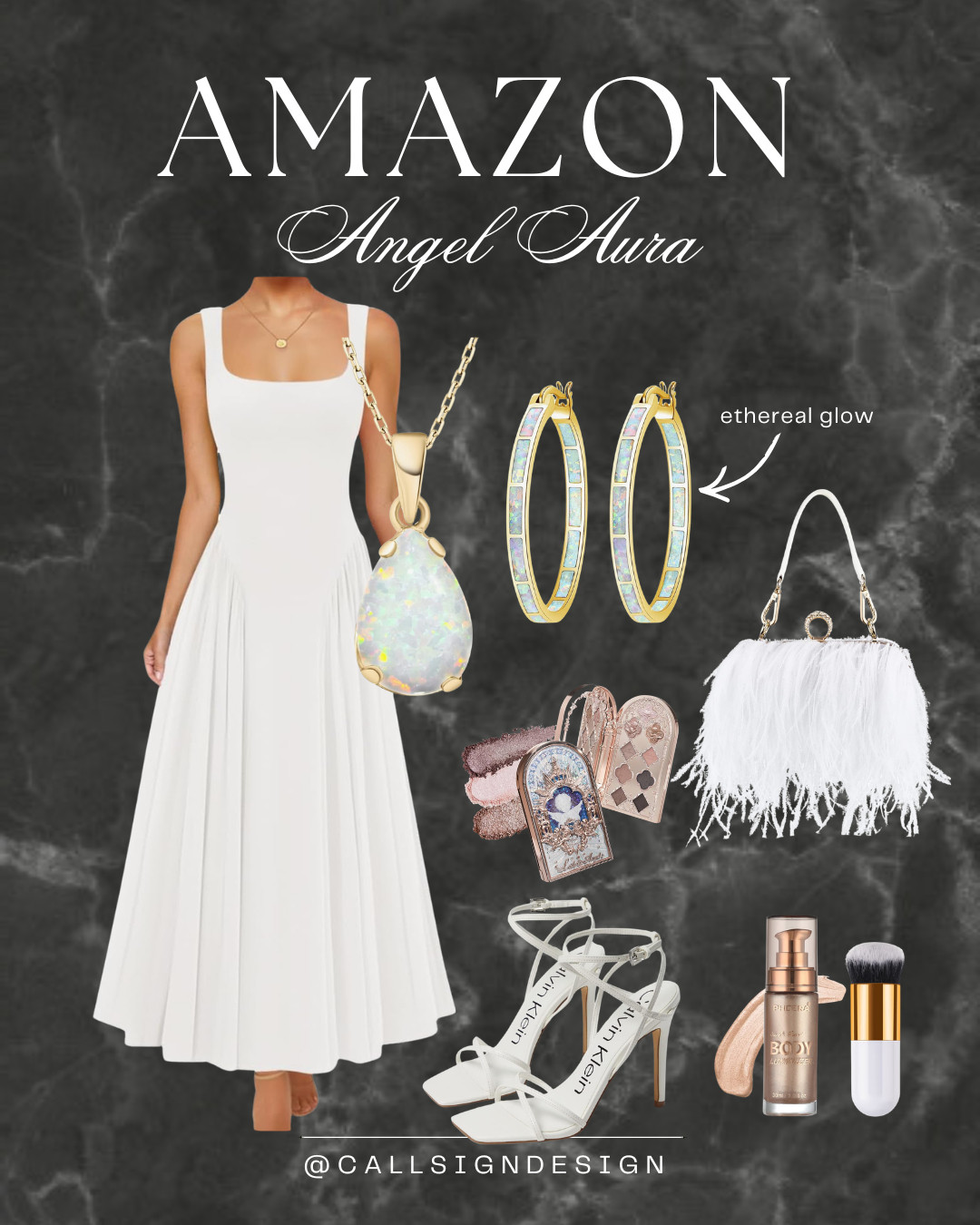 Just a little heavenly ☁️✨

A soft white dress with airy textures, opal jewelry, and glowing skin to match. The white feathered purse adds that dreamy touch, while white heels keep it polished.

Subtle, luminous, and straight out of a daydream 🤍 

 #LTKgrwm #LTKootd #LTKWedding