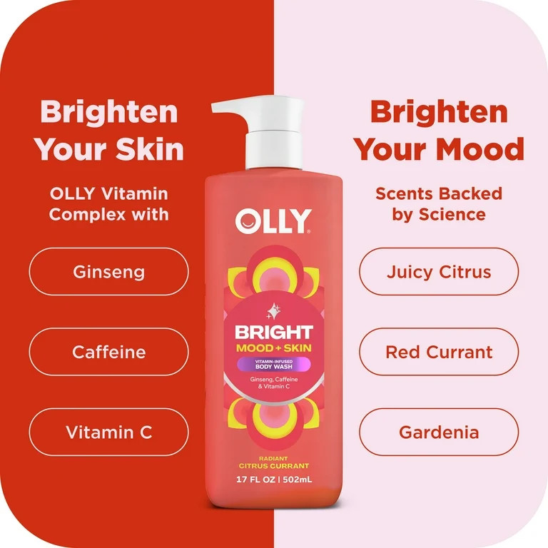 OLLY Bright Body Wash Repairs & Brightens Skin Citrus Currant, 17 oz - Walmart.com | Walmart (US)