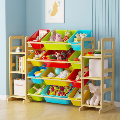 Toy Storage Organizer with 6 Shelves & 12 Bins, Kids Bookshelf and Bin Shelf for Bedroom, Playroom Organization and Decor | Target