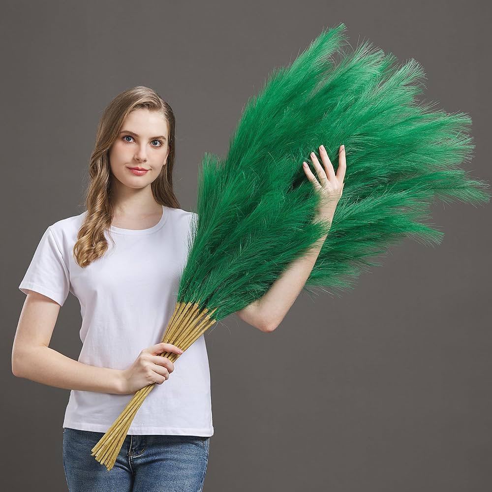 7 Pcs/45 Inches Artificial Tall Pampas Grass for Floor Vase - Long Fake Green Pampas Grass Branch... | Amazon (US)