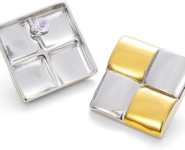 Chunky Square Stud Earrings for Women Gold Silver Two Tone Statement Trendy Large Geometric Earri... | Amazon (US)