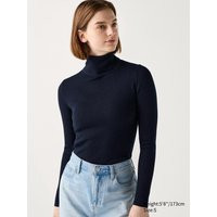 Uniqlo - 100% Merino Ribbed Turtleneck Jumper - Navy - XXS | Uniqlo NL