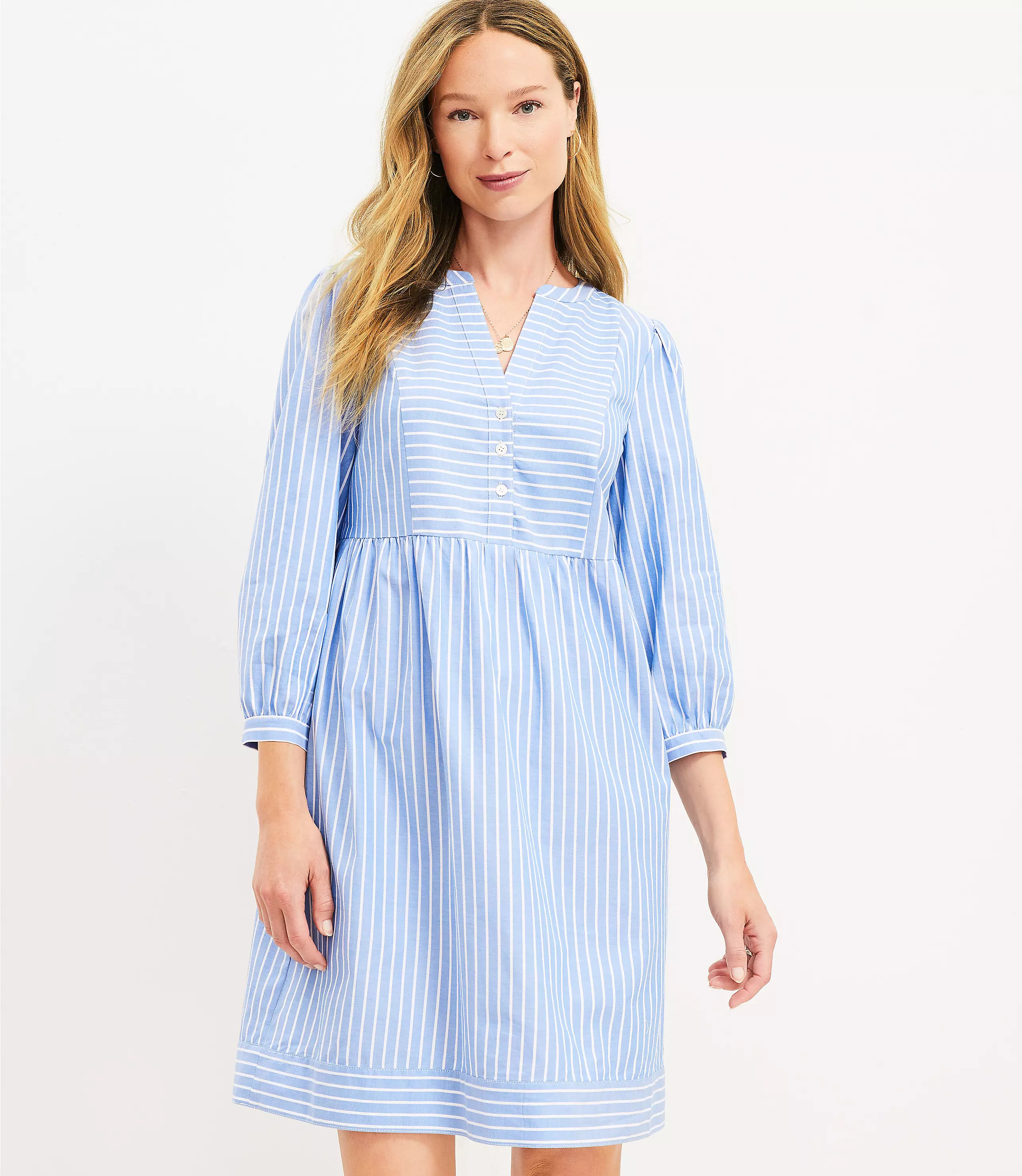 Striped Puff Sleeve Dress | LOFT