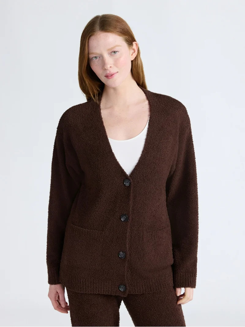 Joyspun Women's Fuzzy Front Pocket Cardigan, Sizes XS-3X | Walmart (US)