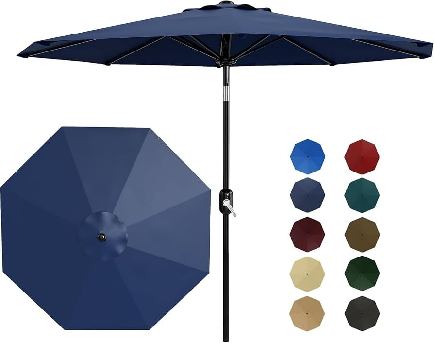 Garvee 9FT Patio Umbrella - Outdoor Table Umbrella with Crank Lift & Push Button Tilt - Market Um... | Amazon (US)