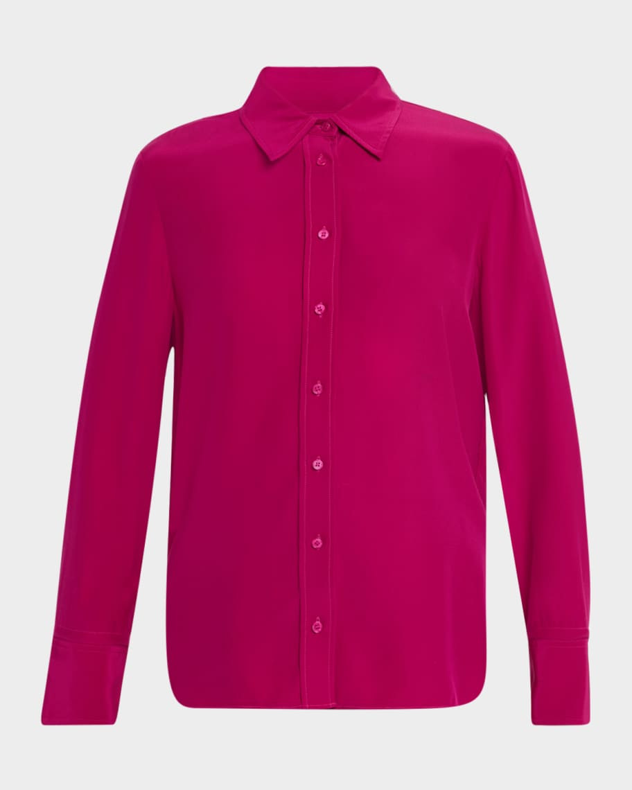 ARGENT Button-Down Silk Charmeuse Blouse | Neiman Marcus