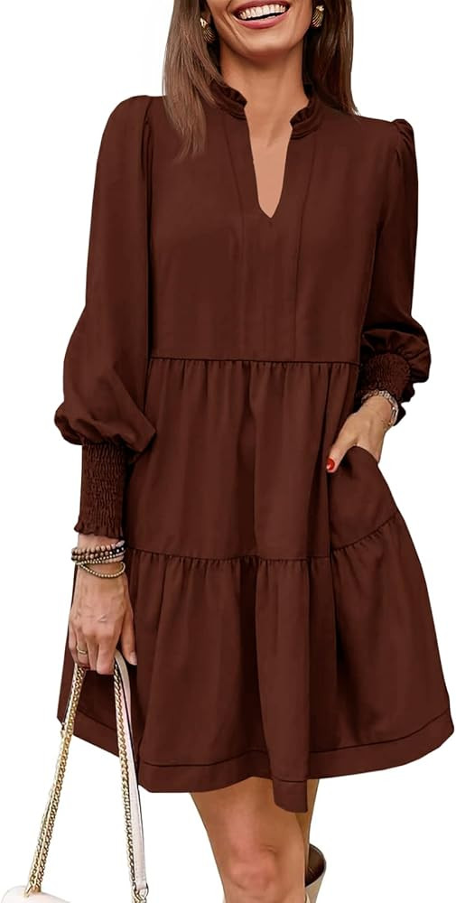 Imily Bela Tunic Dress Loose Ruffle Tiered Dress | Amazon (US)