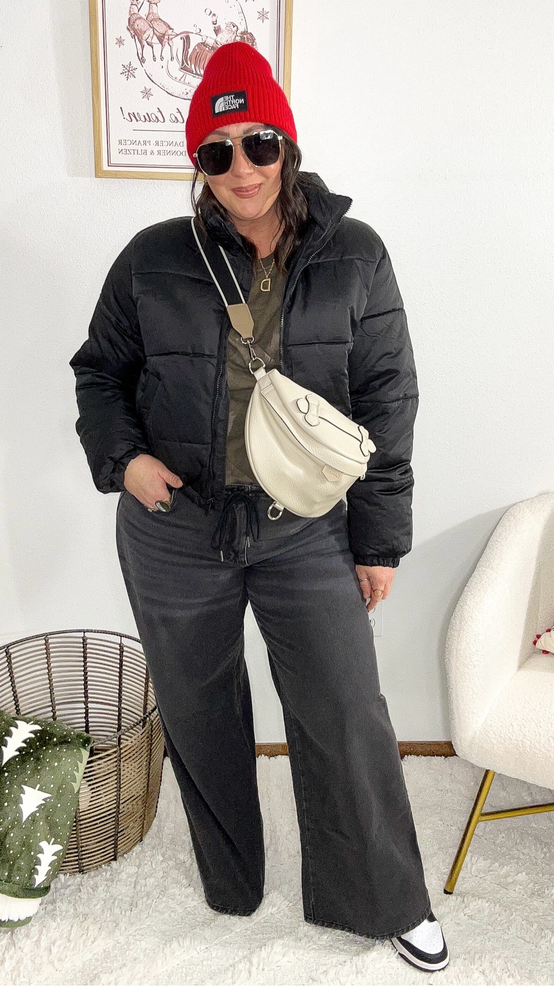 I found the cropped winter puffer jacket that checks off everything on my list in what I wanted. It’s also only $17.98! @walmart find! XL!
Large @target camo sweatshirt and wide leg jeans. @nike dunks fit true to size. XL @gap crewneck tee for all the layering.  

#LTKootd #LTKFindsUnder50 #LTKOver40