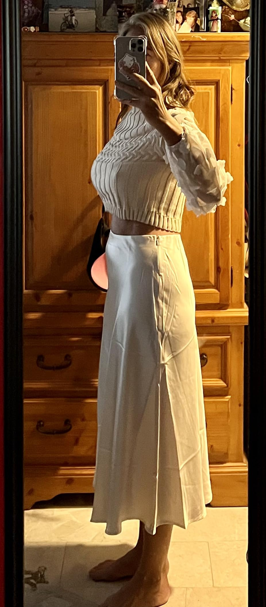 Zeagoo Womens Midi Skirt High Waisted Solid Satin Dress Zipper Elegant Work Skirts | Amazon (US)