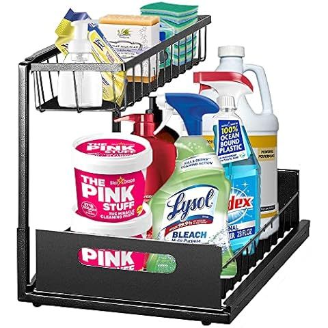 Amazon.com: G-TING Pull Out Cabinet Organizer, Under Sink Slide Out Storage Shelf with 2 Tier Slidin | Amazon (US)