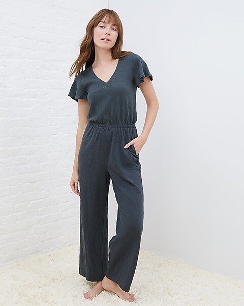 UpWest V-Neck Flutter Sleeve Jumpsuit | Express