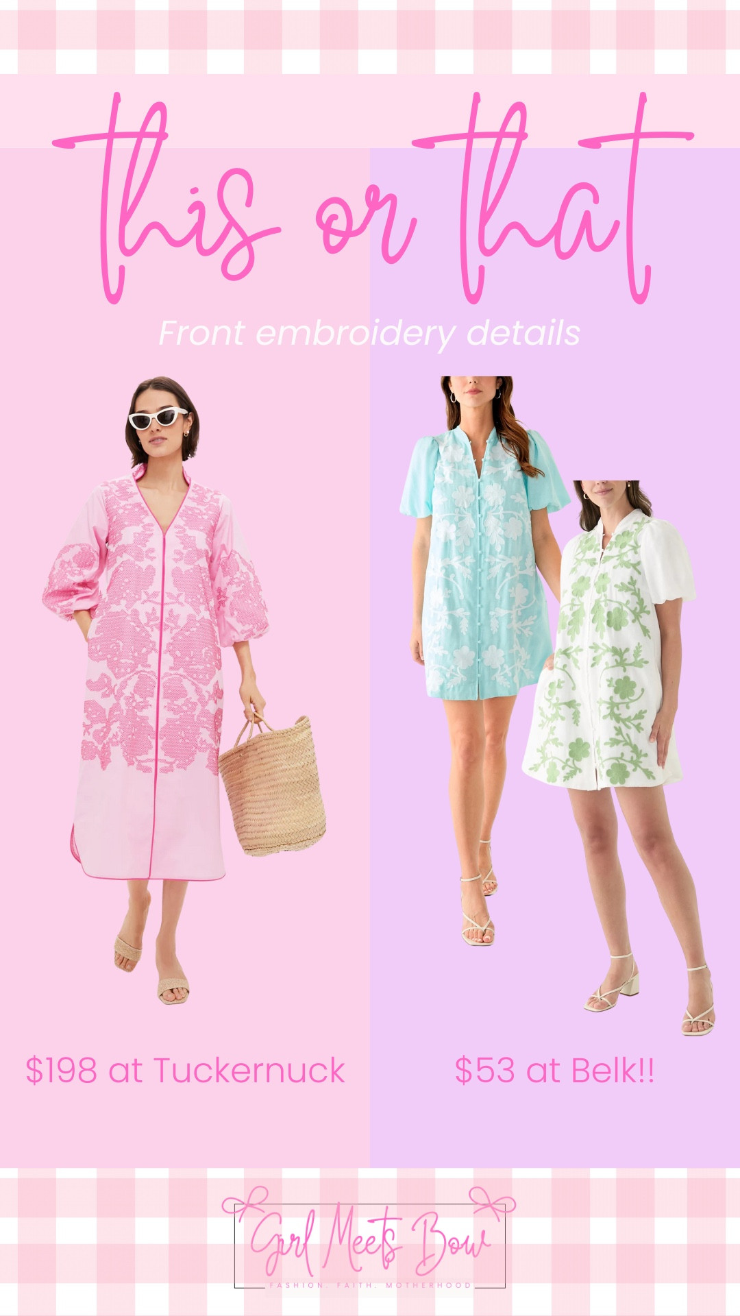 This or That: embroidered front dresses . Tuckernuck vs. Belk!

#LTKFindsUnder50 #LTKSeasonal #LTKFindsUnder100