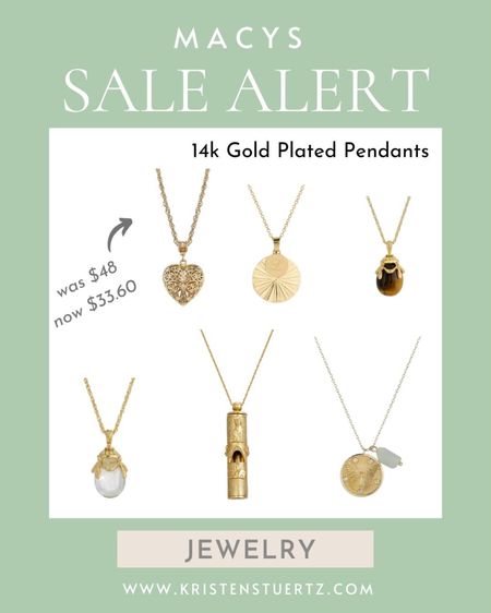 Macys jewelry sale! 14k gold plated pendants and necklaces. 

#LTKsalealert
