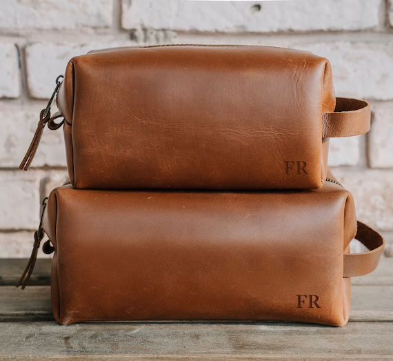 Dopp Kit Travel Bag, Personalized Groomsmen Gift, Custom Leather Toiletry Bag, Leather Personaliz... | Etsy (US)