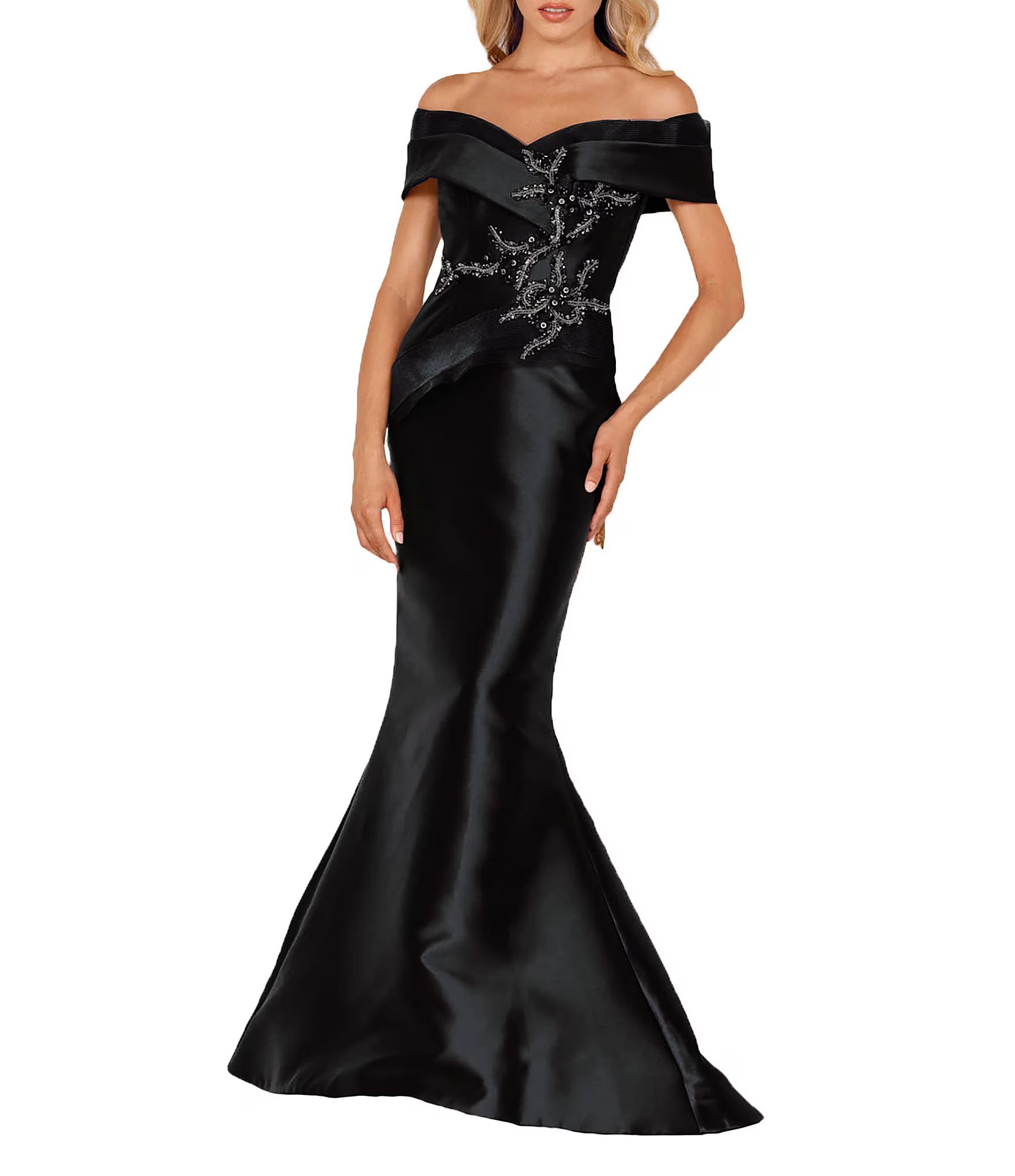 Beaded Off-the-Shoulder Mermaid Gown | Dillard's
