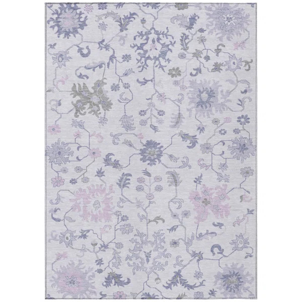 Machine Washable Indoor/Outdoor Xhevrie Lavender Rug | Wayfair North America