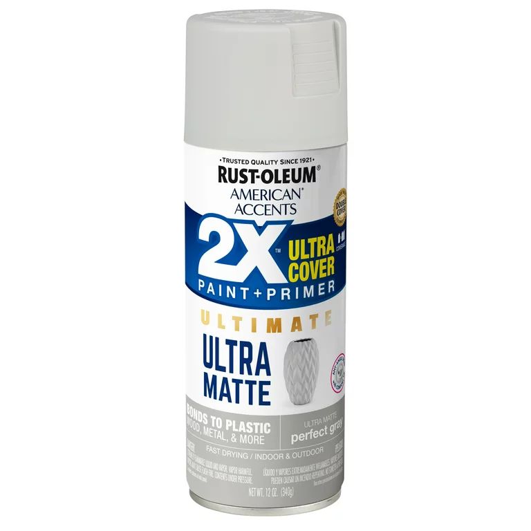 Perfect Gray, Rust-Oleum American Accents 2X Ultra Cover Ultra Matte Spray Paint, 12 oz | Walmart (US)
