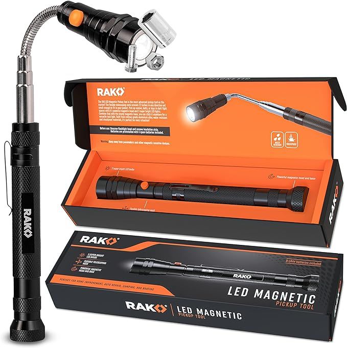 RAK Magnetic Pickup Tool - Telescoping Magnetic Flashlight with 3 LED Lights and Extendable Neck ... | Amazon (US)
