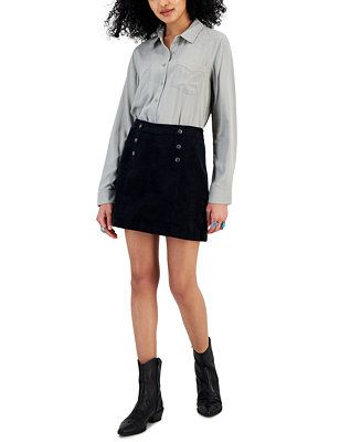 Hippie Rose Juniors' Long-Sleeve Shirt & Corduroy Mini Skirt - Macy's | Macy's