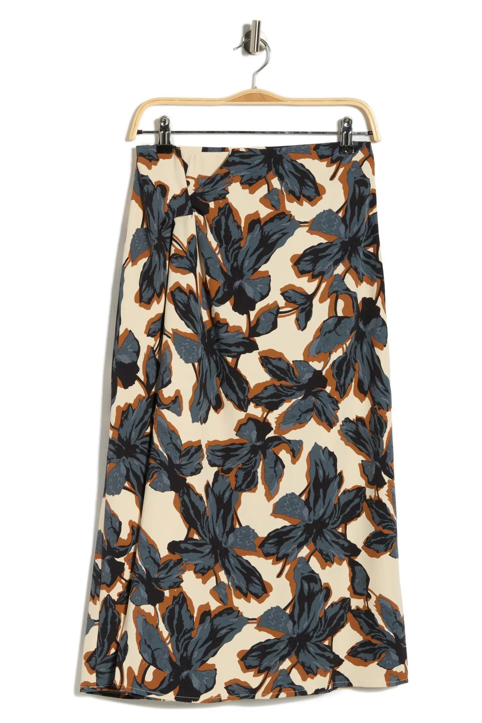 NORDSTROM RACK Twist Detail Midi Skirt in Black- Beige Sketched Floral at Nordstrom Rack, Size Small | Nordstrom Rack