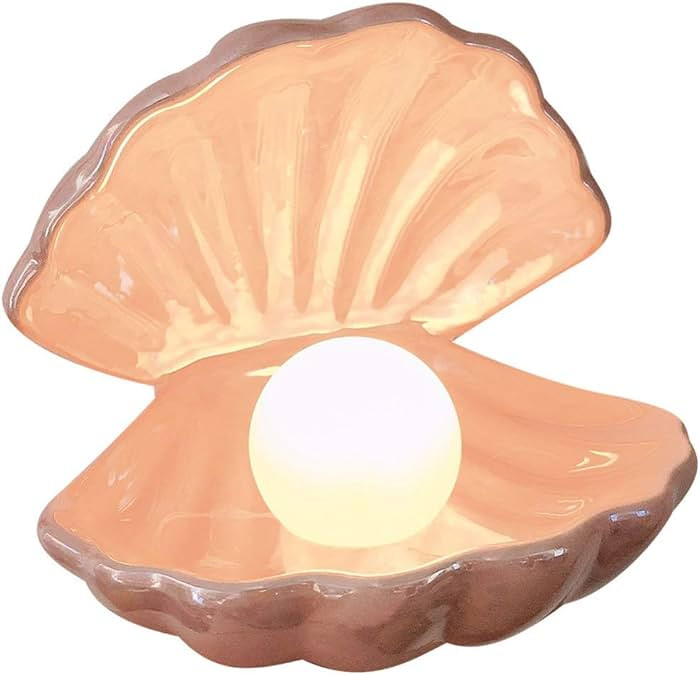 IMIKEYA Shell Pearl Light LED Ceramics Desktop Lamp Portable Pearl in Shell Nightlight for Bedroo... | Amazon (US)