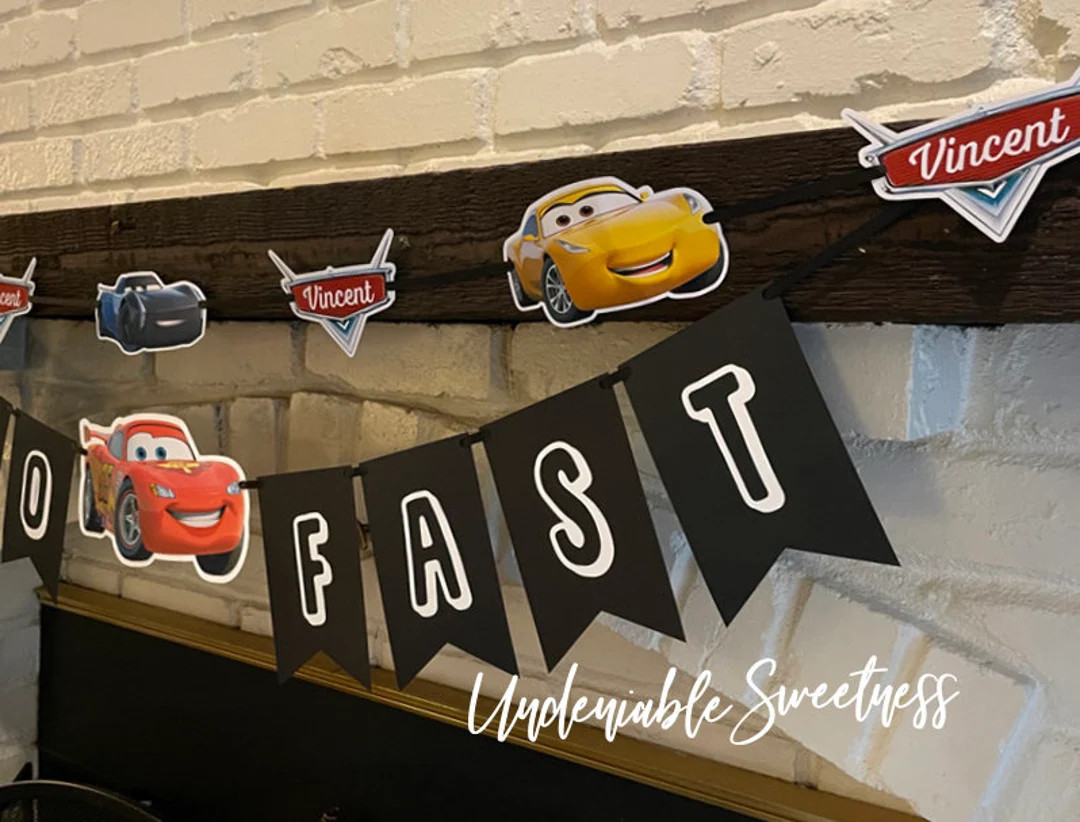 TWO FAST or fast One Birthday Banner, Cars Birthday, Race Car Party, Cars Movie, Lightning Mcquee... | Etsy (US)