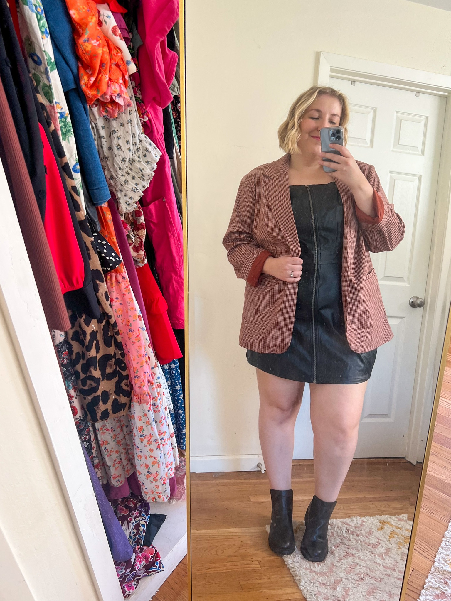 One of my new favorite fall outfits🖤 love this oversized blazer and leather dress! Wearing XXL in both as a size 16!  

#LTKmidsize #LTKstyletip #LTKsalealert