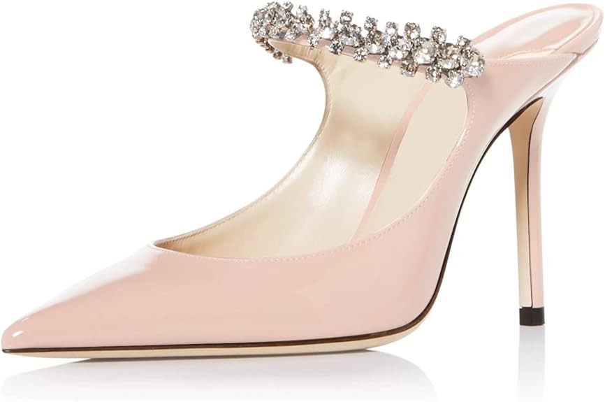 MIRAAZZURRA Women Heeled Mules Rhinestone Strappy Pointed Toe Mules Stiletto High Heels Slip On B... | Amazon (US)