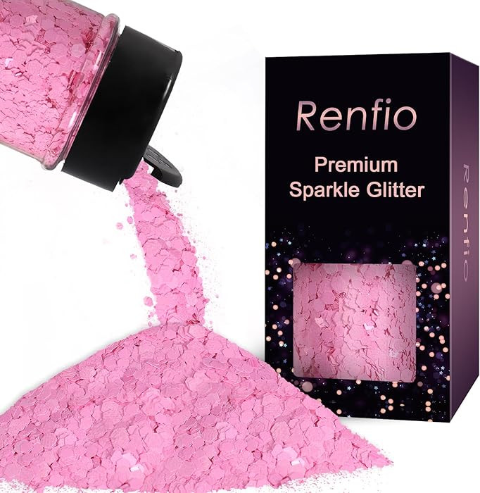 Renfio Matte Pink Chunky Glitter,1.76oz/50g Mixed Pink Resin Glitter, Matte Hexagon Sequins Flake... | Amazon (US)