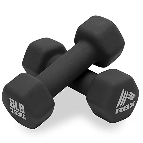 RBX Weights Dumbbells Set - Neoprene Arm Weights with Non-Slip Grip, Strength Training Equipment Workout Weights for at Home or Gym Training, Anti-Roll Black | Amazon (US)