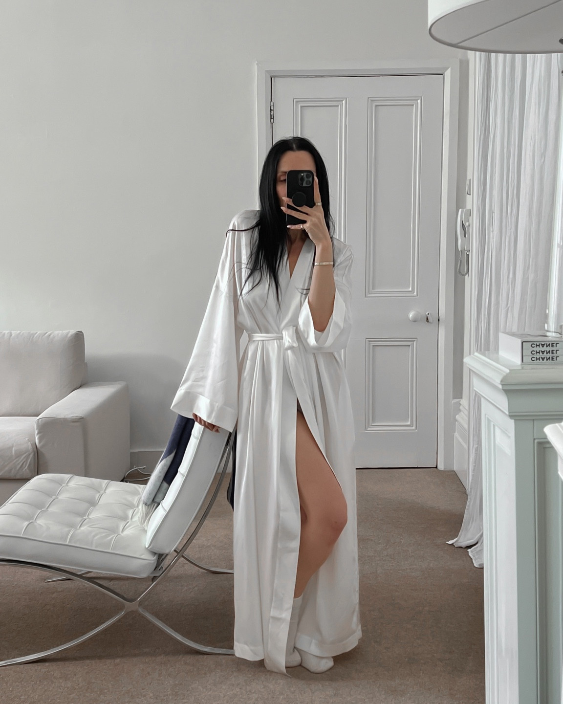 Donna Bartoli of donnabartoli.com wears a luxurious silk robe for an elevated ‘at home’ look. Exact robe is listed along with cozy cashmere socks

#LTKeurope #LTKSeasonal #LTKfit
