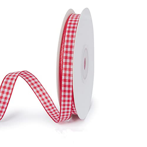VIVIQUEN Gingham Ribbon Checkered Ribbon Taffeta Ribbon Plaid Ribbon Picnic Craft Ribbon 100% Polyester for Sewing, Gift, DIY Craft, Wedding Decoration, Wreaths, Home Decoration 3/8" x 25 Yd(Red) | Amazon (US)