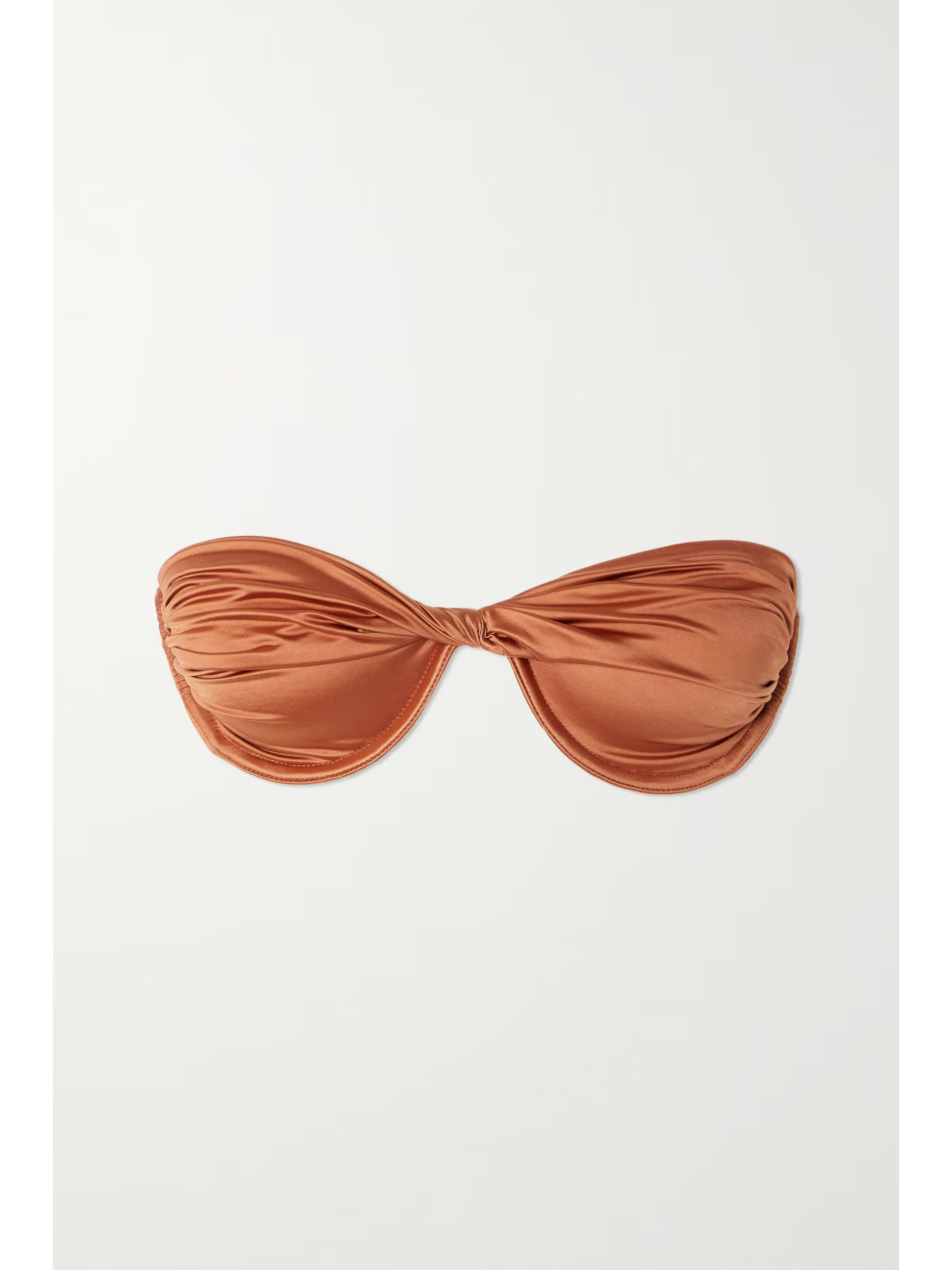 Twisted ruched stretch-satin underwired bikini top | NET-A-PORTER (US)