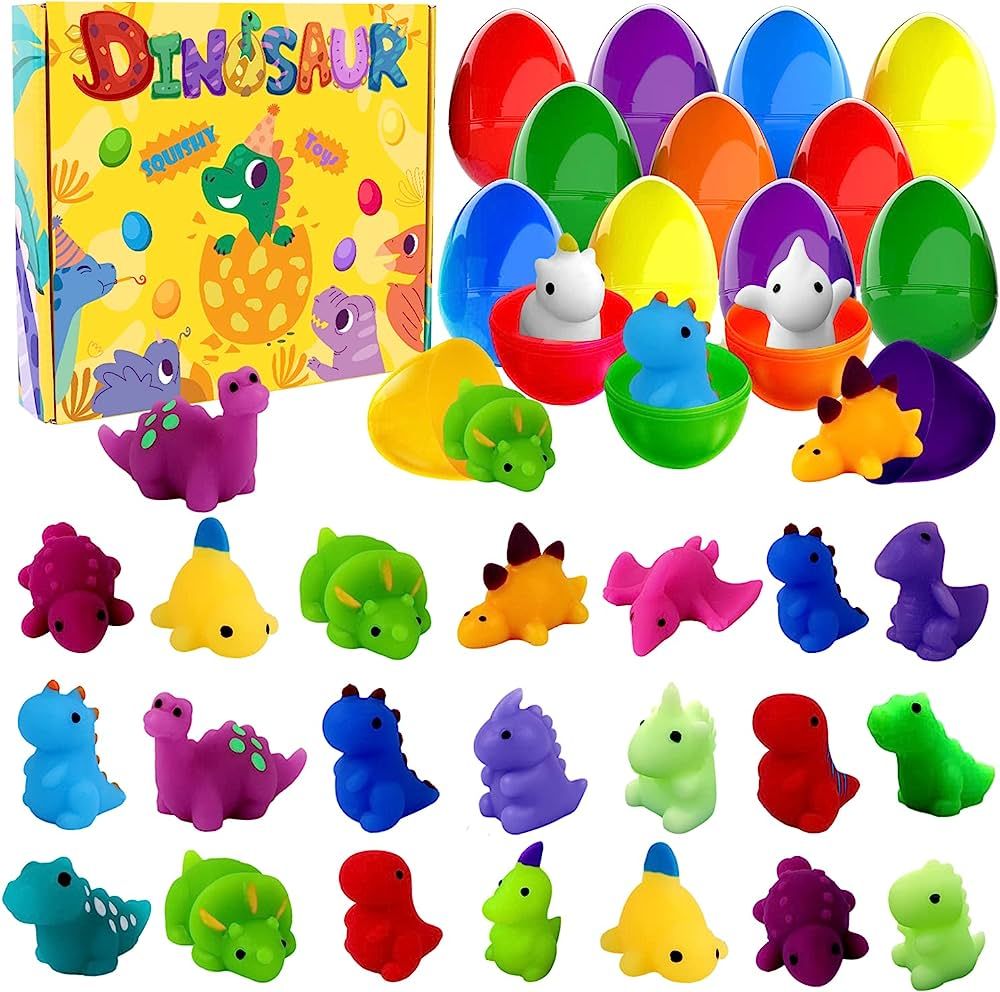 JOICEE 24pcs Dinosaur Squishy Toy Prefilled Easter Eggs, Kawaii Mochi Squishies Stress Relief Toy... | Amazon (US)