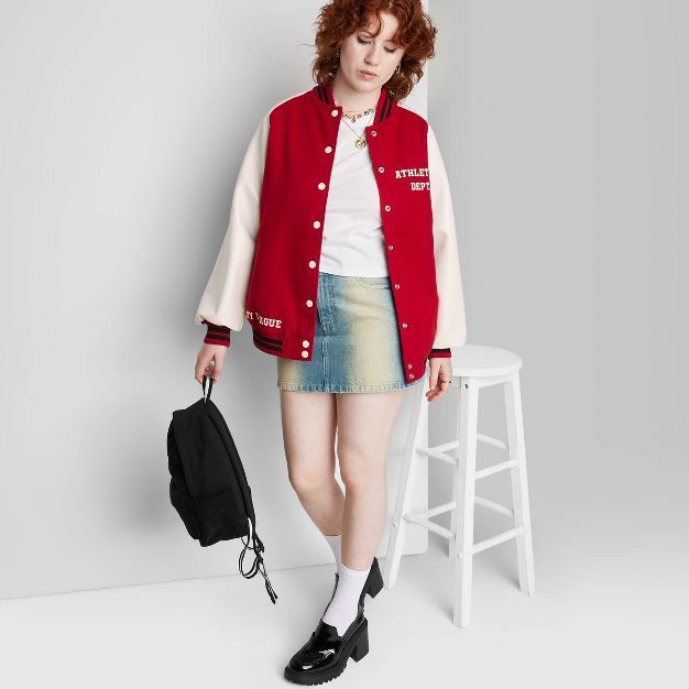 Women's Faux Leather Varsity Jacket - Wild Fable™ | Target